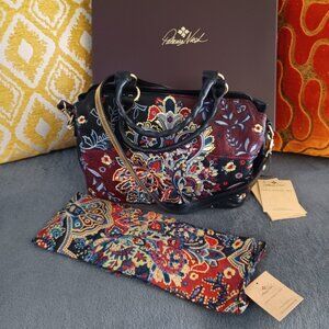 Patricia Nash Embroidered leather handbag & scarf set - Pronvencal Escape
